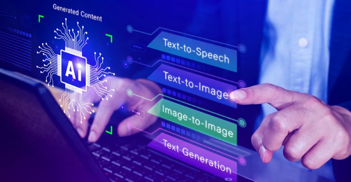 AI content generation interface showing automated text being produced for SEO and search engine ranking