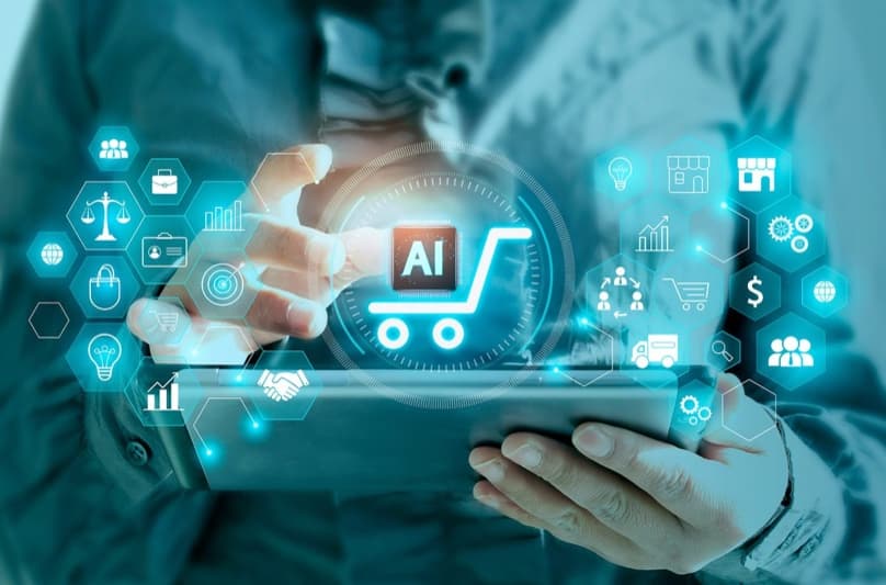 AI-powered product recommendation engine analysing consumer data to deliver personalised shopping experiences