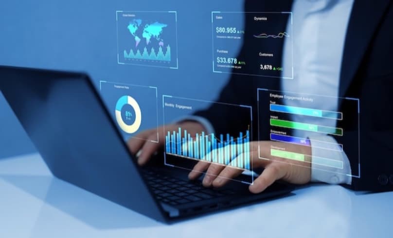 Data analytics dashboard visualising AI search visibility patterns across thousands of websites