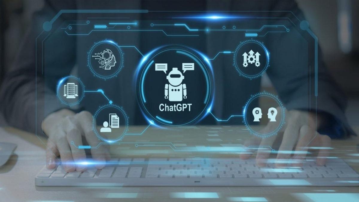 Abstract visualization of ChatGPT-5 and AI search marketing tracking brand visibility, capturing referral traffic, and fixing phantom 404s