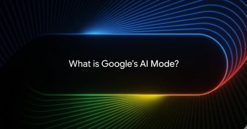 Google AI Mode search interface showing AI-generated answers with cited sources replacing traditional blue links