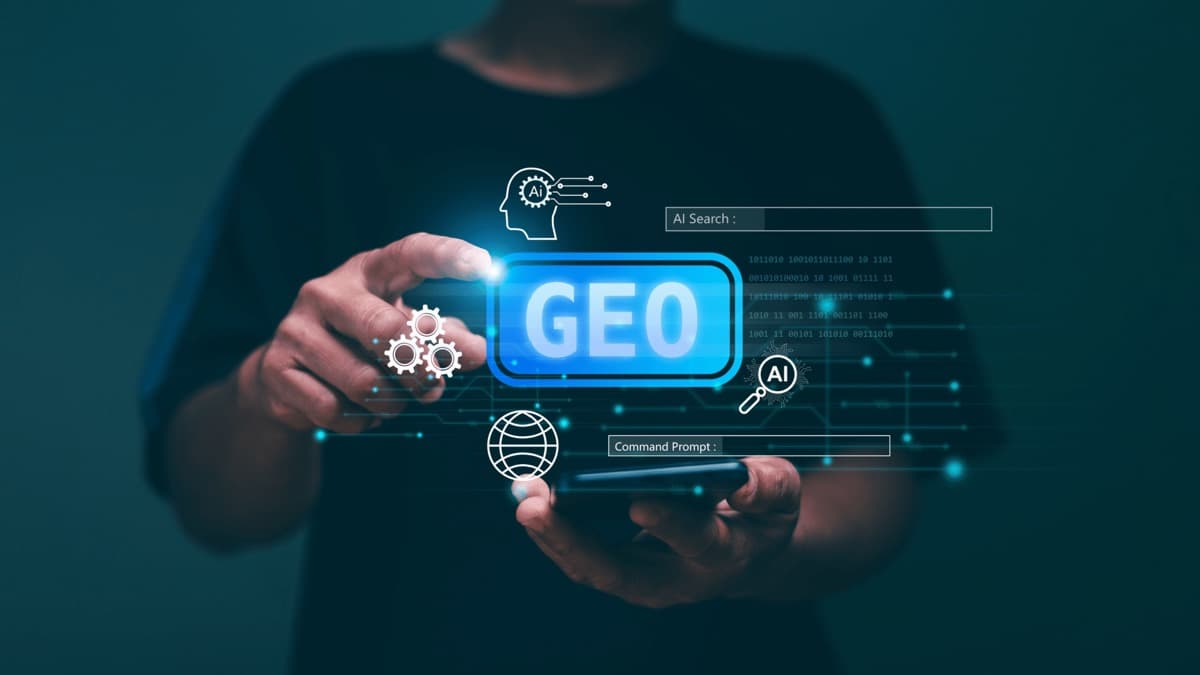 Generative Engine Optimization concept showing AI search platforms processing and citing web content