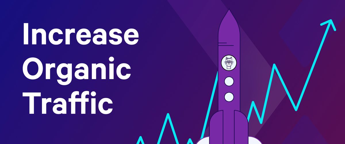 Rocket launching upward alongside a rising traffic chart, representing the link between increased organic traffic and AI search visibility