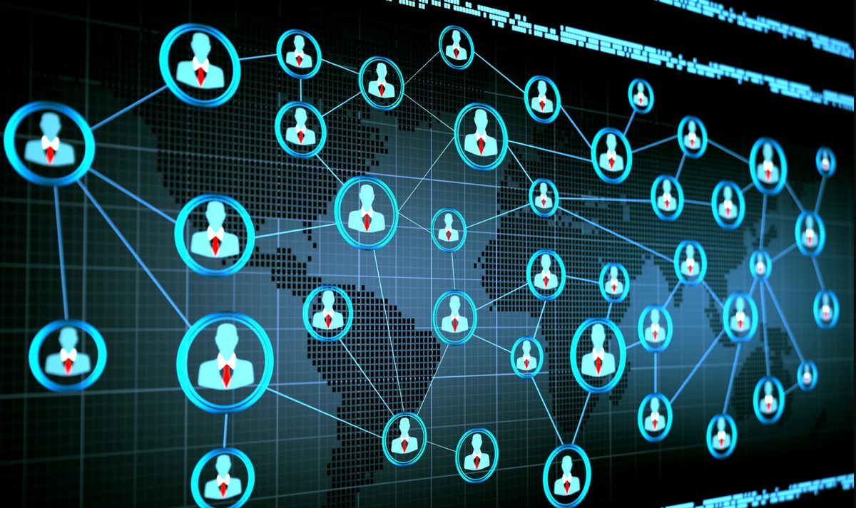 Global network of connected user icons across a world map, illustrating the distributed source pool LLMs draw citations from